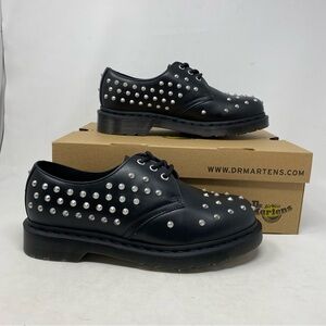 New Dr. Martens Women’s 1461 Stud Wanama Black Leather Oxford Loafers Size 9